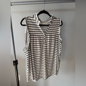 Maurices Black and White Striped Ruffle Blouse